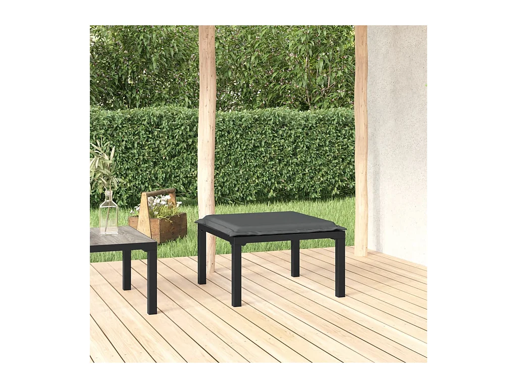 Canapé de jardin avec coussin noir et gris résine tressée LQF34003