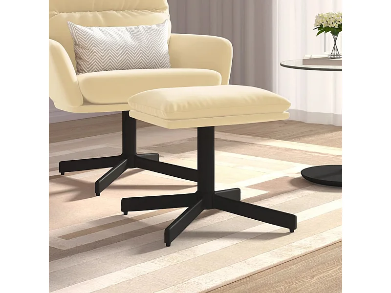 Repose-pied Blanc crème 60x60x36 cm Velours LQF85104