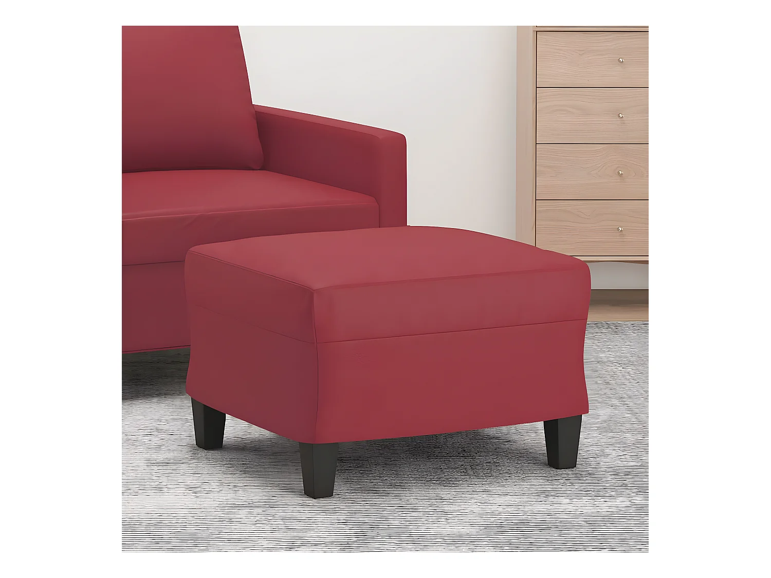Repose-pied Rouge bordeaux 60x50x41 cm Similicuir LQF98546