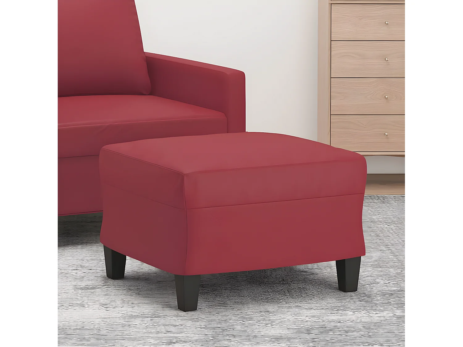 Repose-pied Rouge bordeaux 60x50x41 cm Similicuir LQF98546