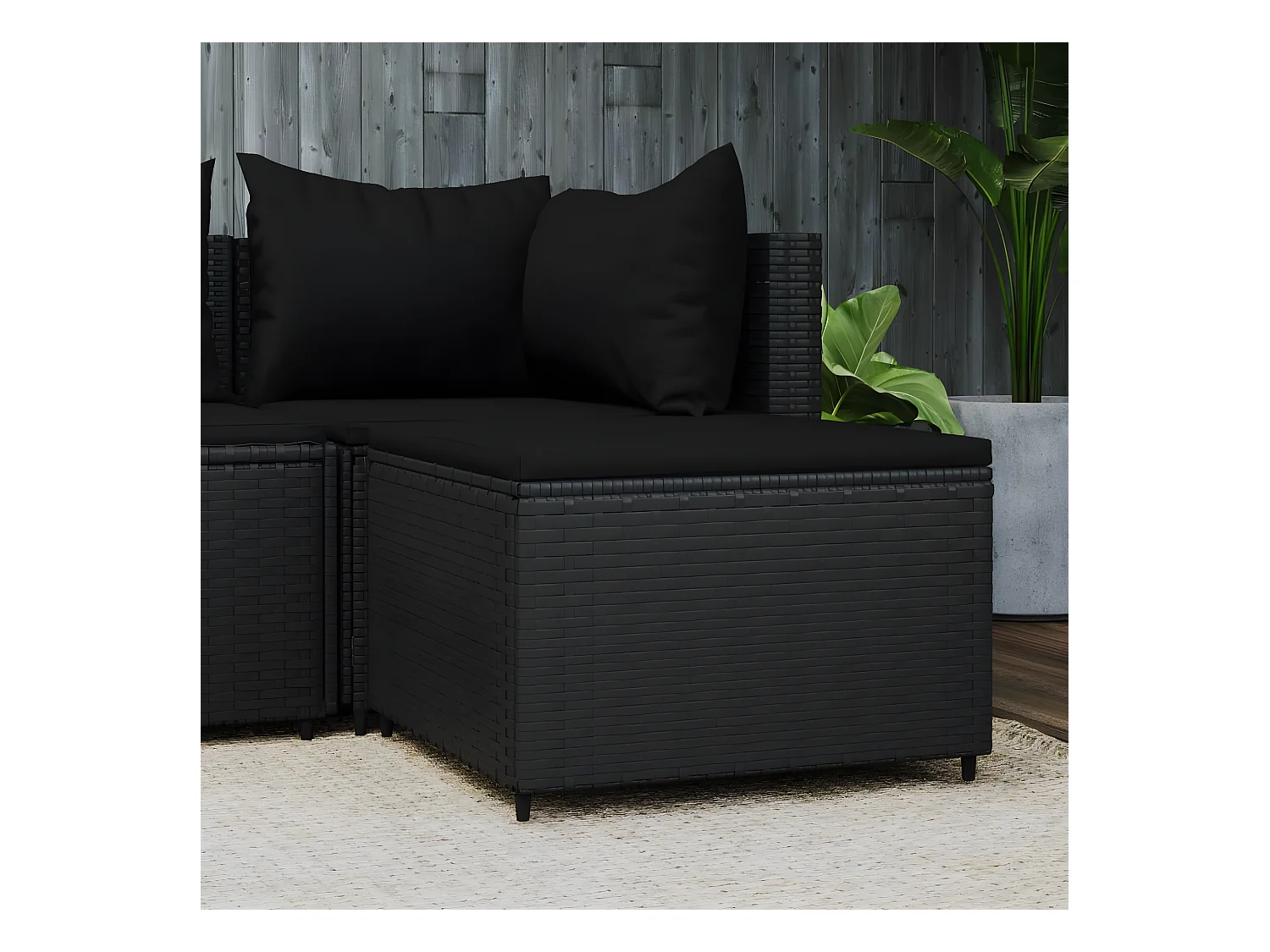 Canapé de jardin avec coussin noir résine tressée LQF47334