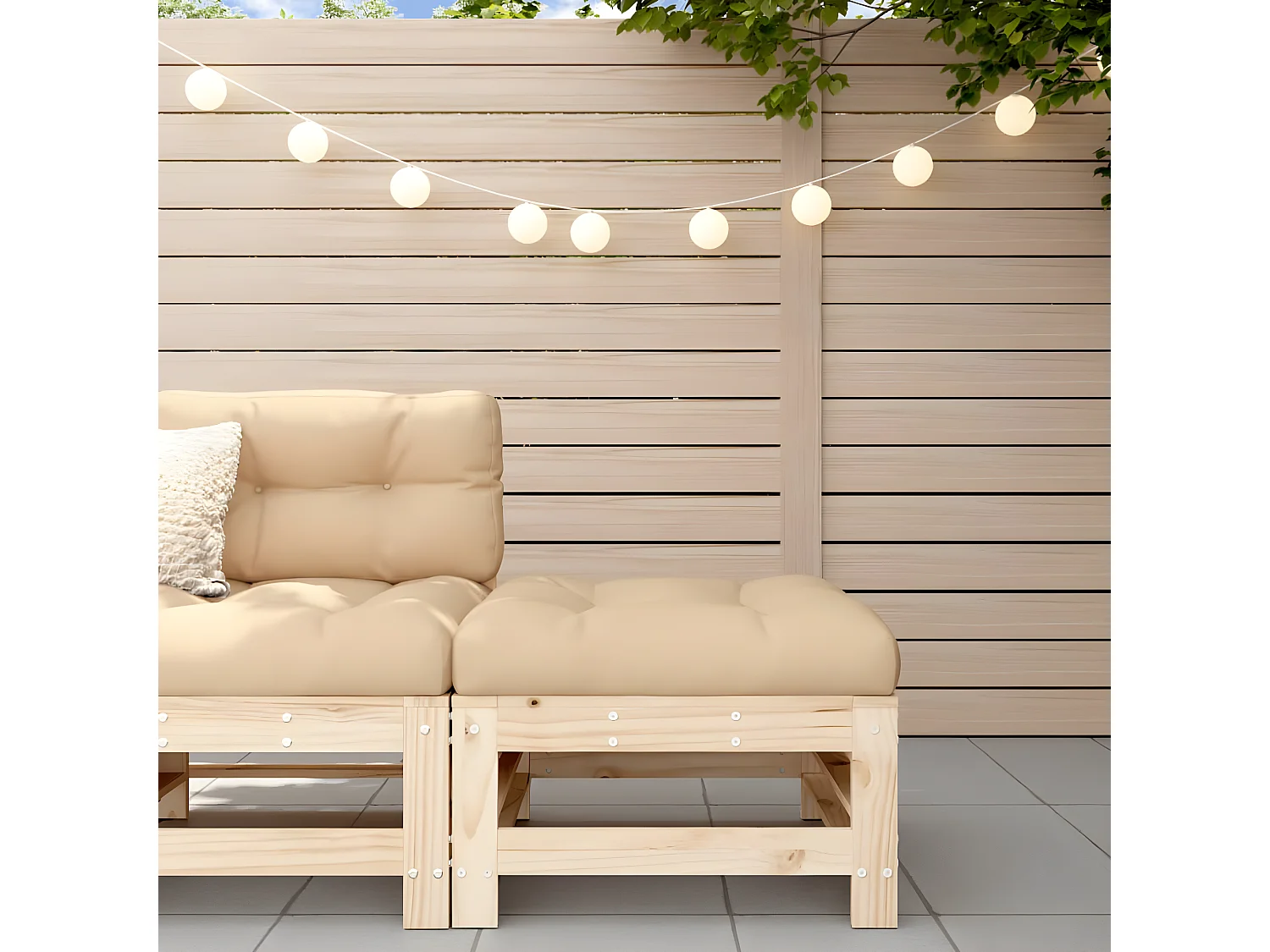 Repose-pied de jardin avec coussin bois de pin massif LQF52536