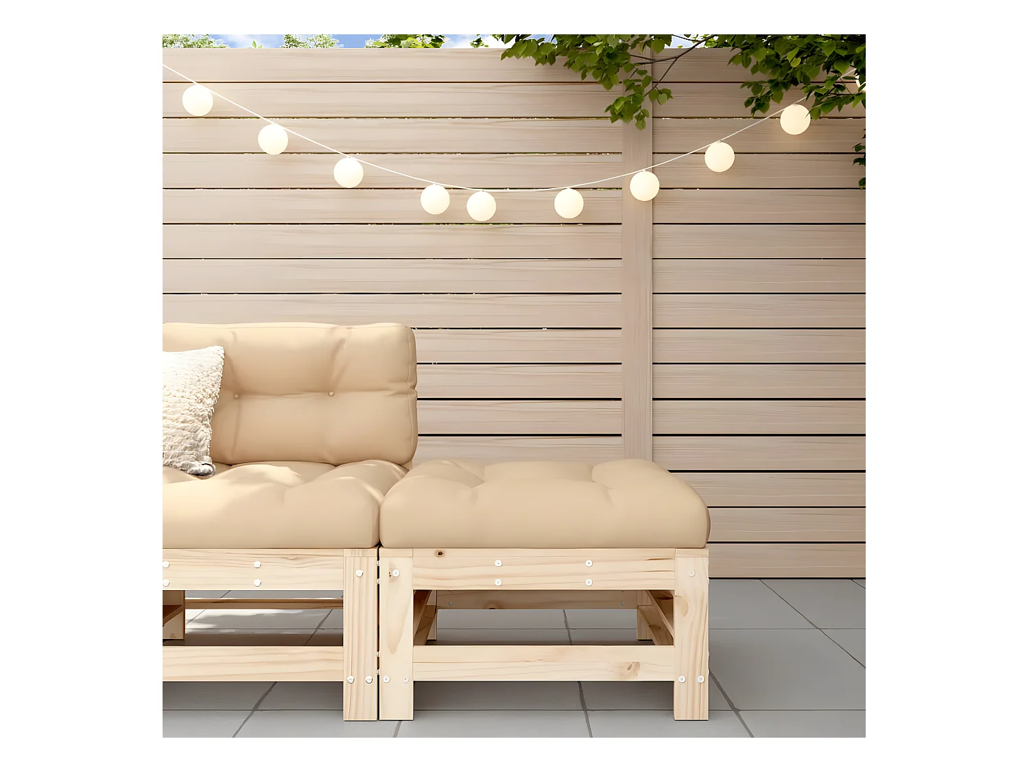 Repose-pied de jardin avec coussin bois de pin massif LQF52536