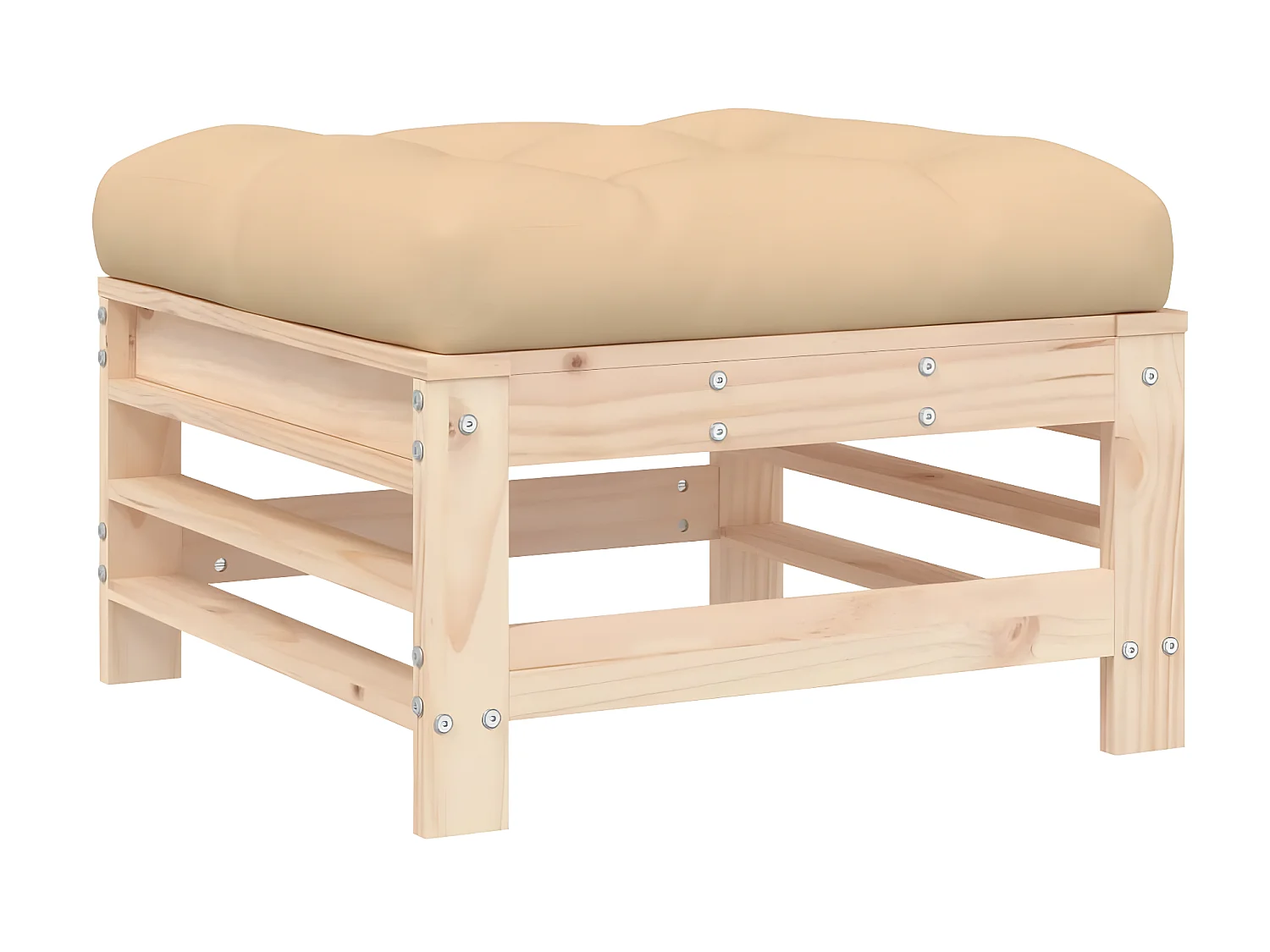 Repose-pied de jardin avec coussin bois de pin massif LQF52536