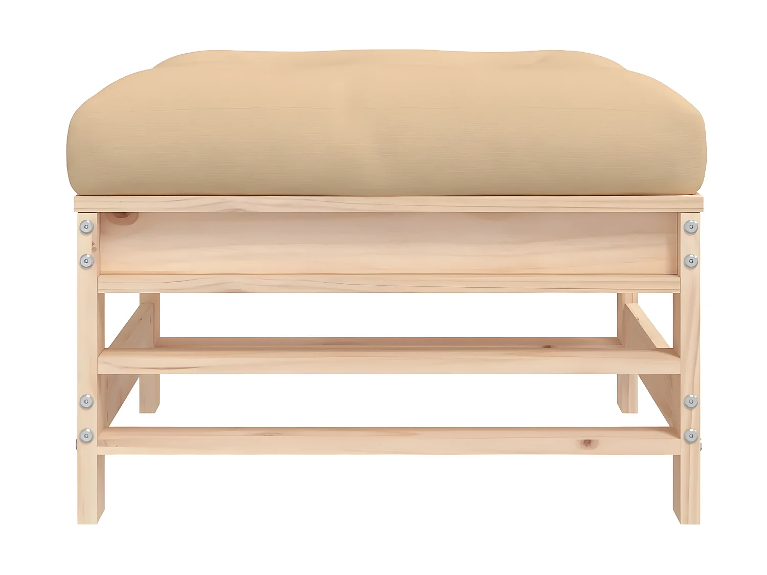 Repose-pied de jardin avec coussin bois de pin massif LQF52536