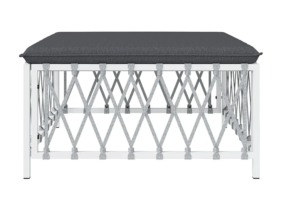 Repose-pied de jardin avec coussin blanc tissu tissé LQF72440