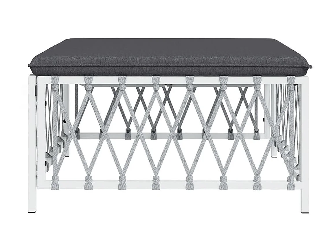 Repose-pied de jardin avec coussin blanc tissu tissé LQF72440