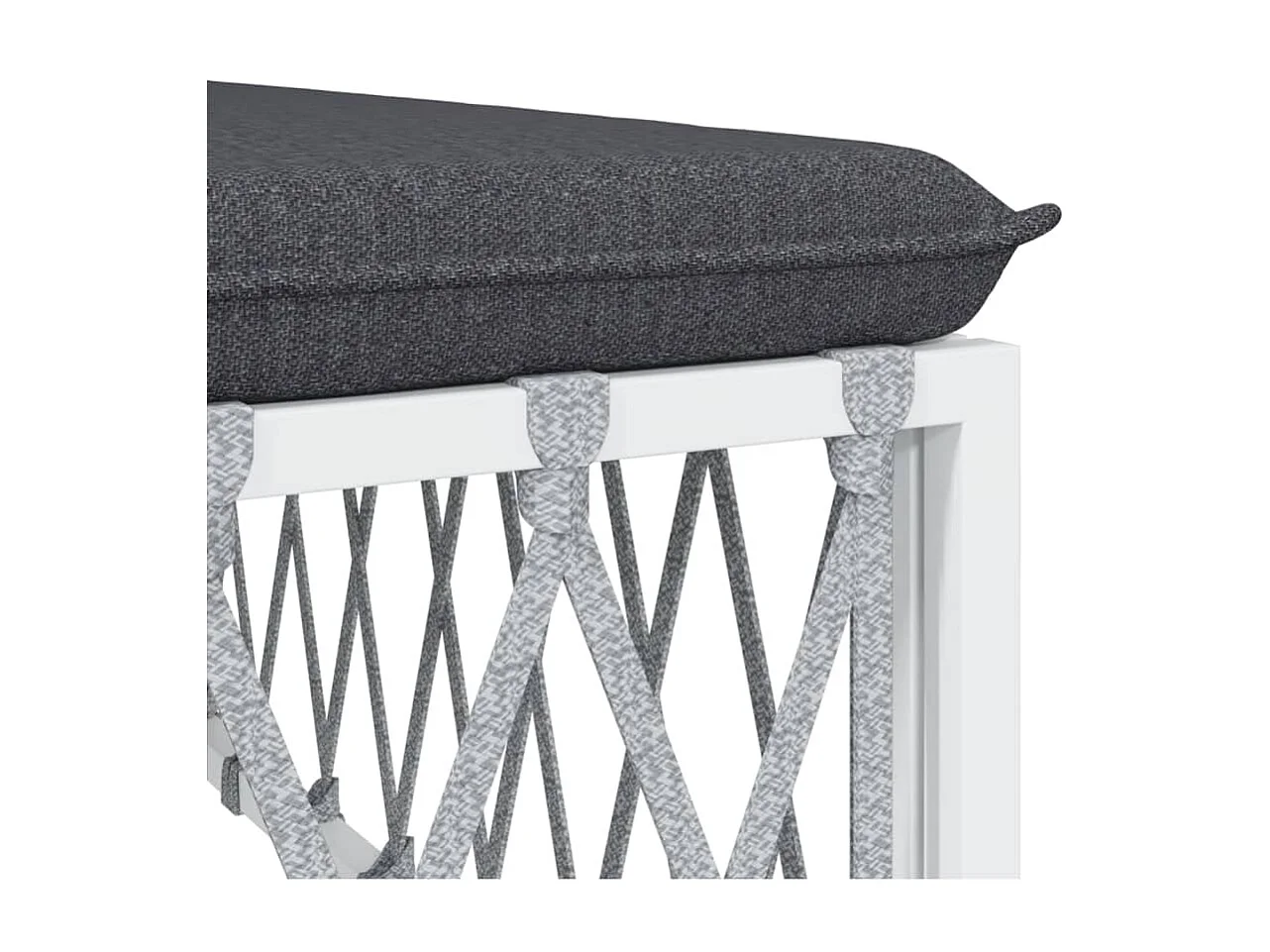 Repose-pied de jardin avec coussin blanc tissu tissé LQF72440