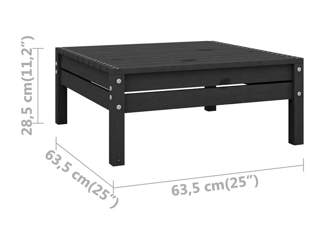 Repose-pied de jardin Noir Bois de pin solide LQF24669