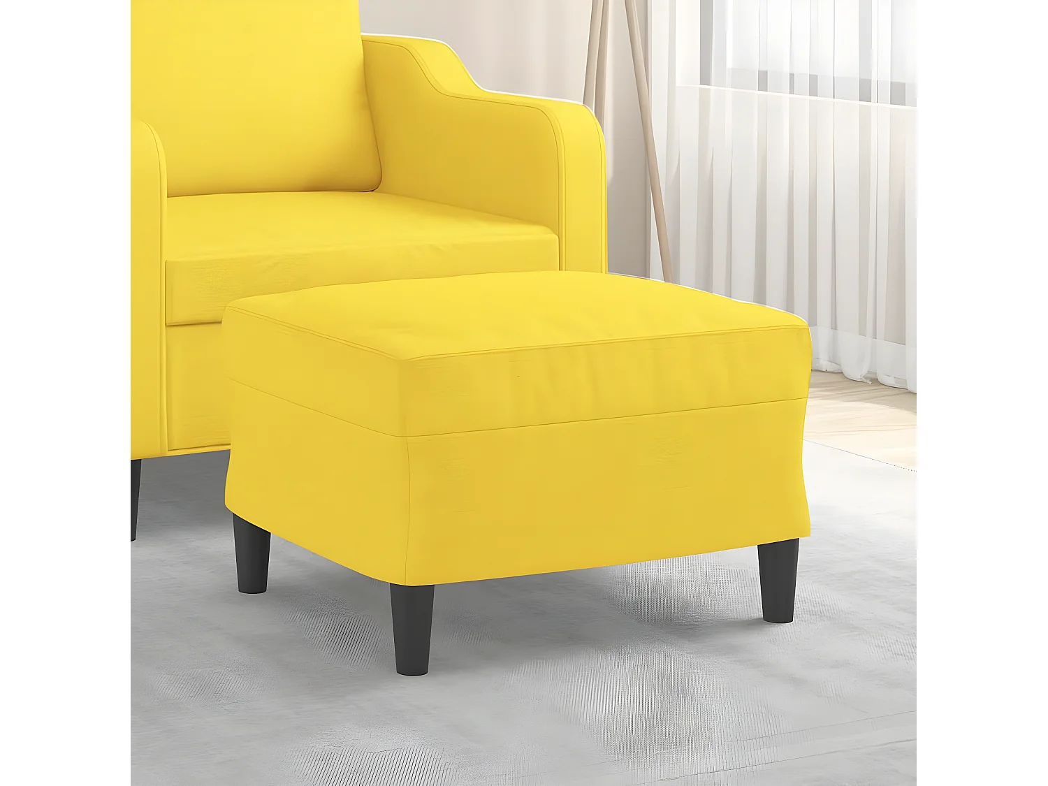 Reposapiés de tela amarillo claro 60x50x41 cm ES47957