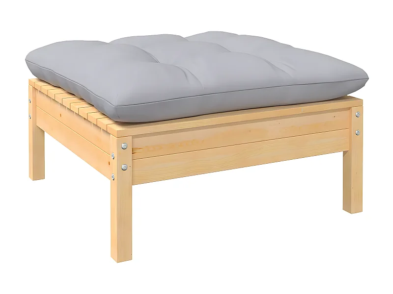 Canapé de jardin avec coussin gris Bois de pin massif LQF43413