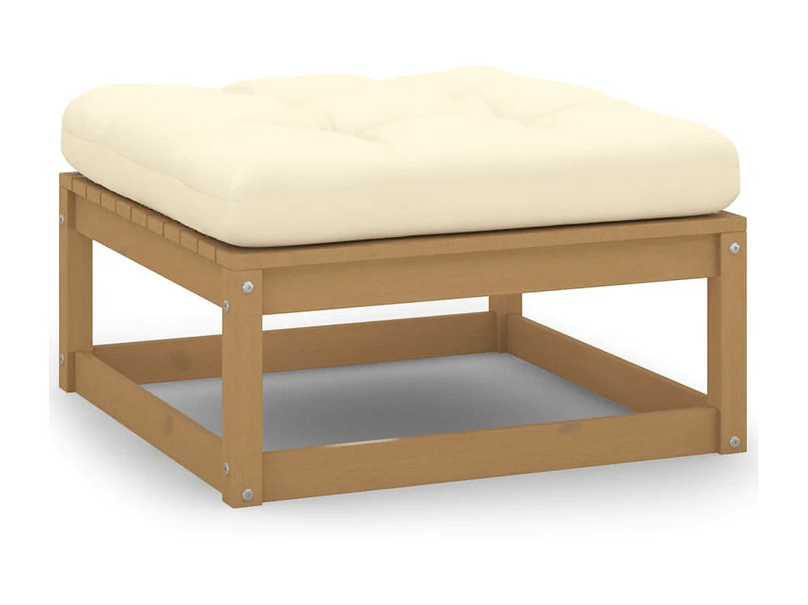 Repose-pieds de jardin et coussins 2pcs Marron miel Bois de pin LQF81407