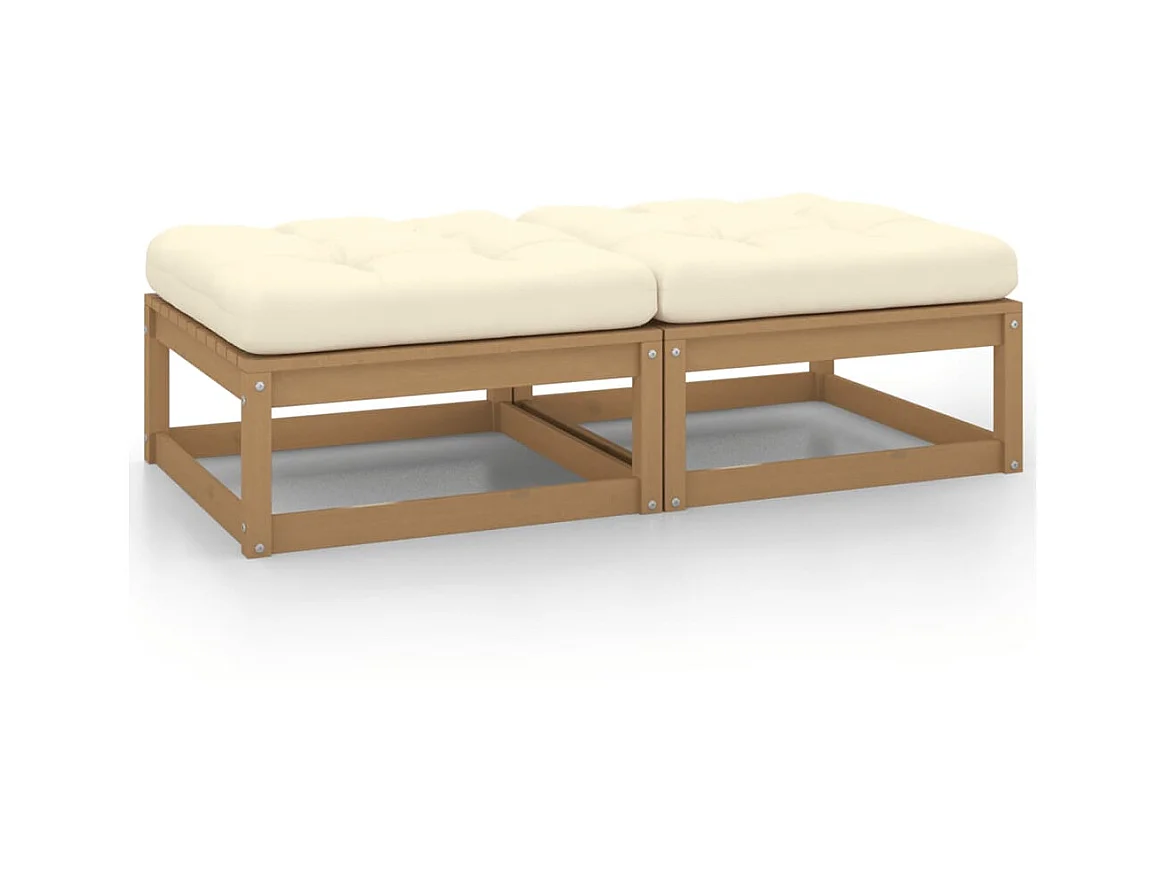 Repose-pieds de jardin et coussins 2pcs Marron miel Bois de pin LQF81407