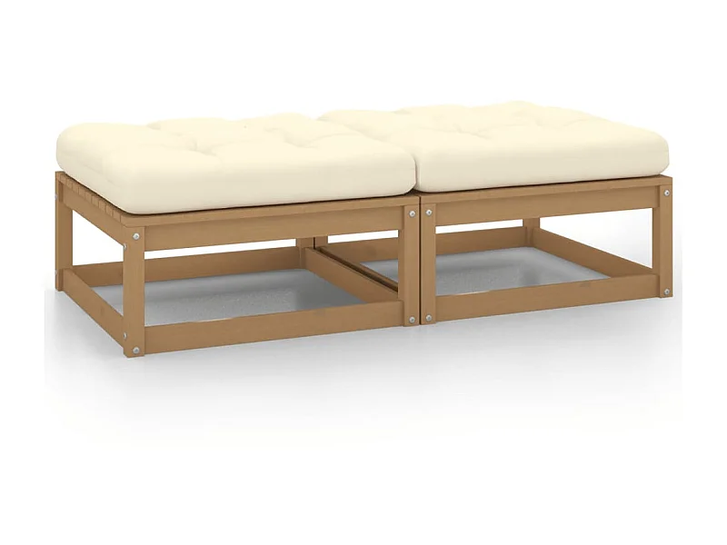 Repose-pieds de jardin et coussins 2pcs Marron miel Bois de pin LQF81407