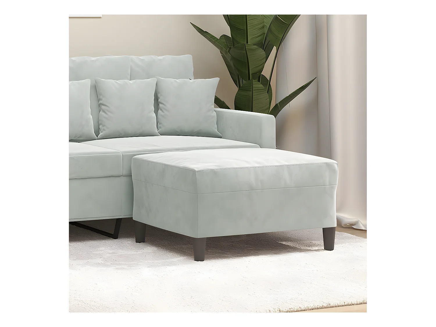 Repose-pied Gris clair 70x55x41 cm Velours LQF38935