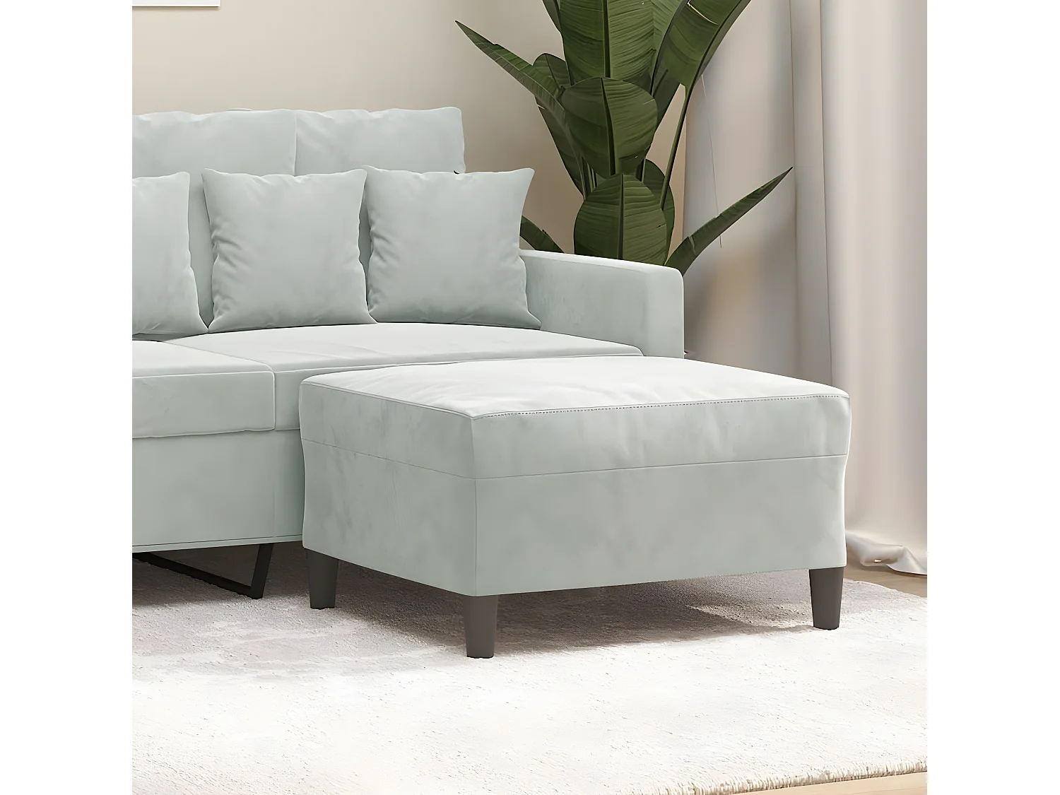 Repose-pied Gris clair 70x55x41 cm Velours LQF38935