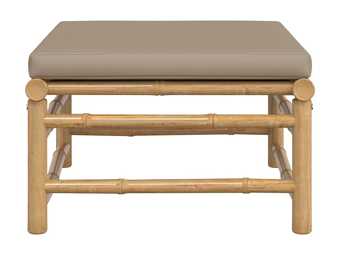 Canapés de jardin avec coussin, Tabouret Pouf terrasse taupe bambou LQF18332