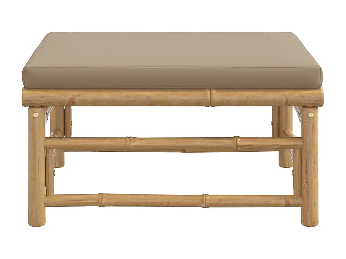 Canapés de jardin avec coussin, Tabouret Pouf terrasse taupe bambou LQF18332