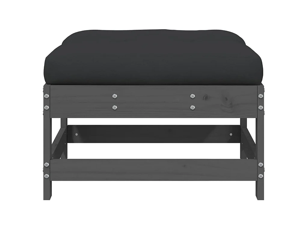 Apoio de pés p/ jardim c/ almofadão pinho maciço cinzento PT892911