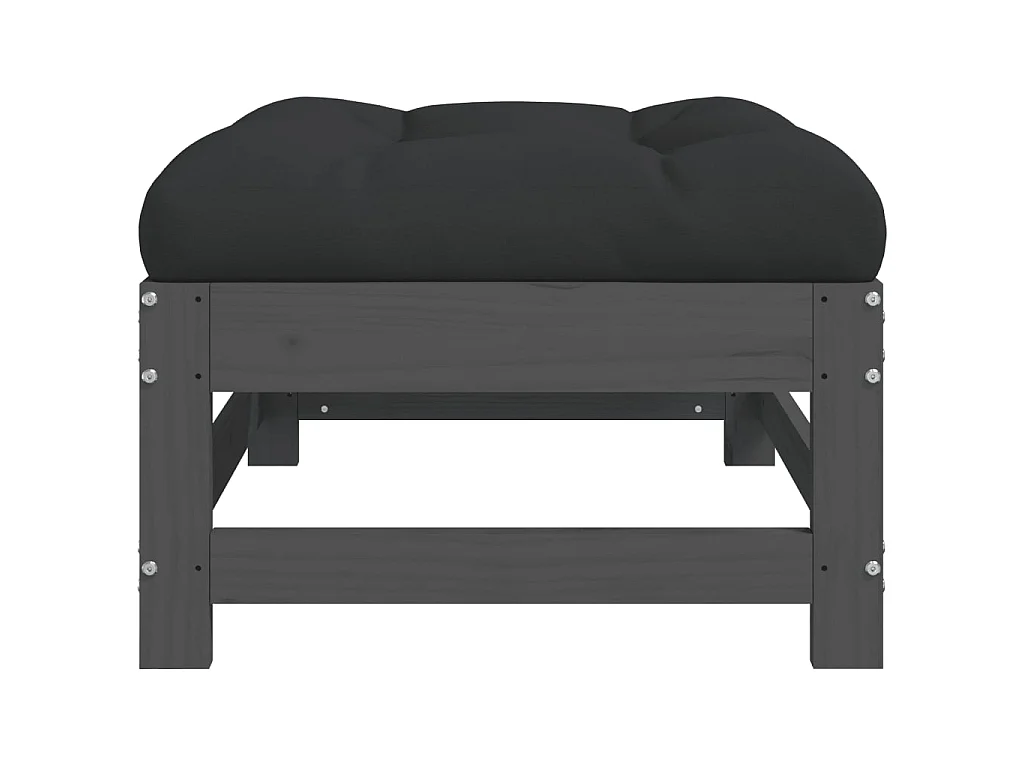 Apoio de pés p/ jardim c/ almofadão pinho maciço cinzento PT892911