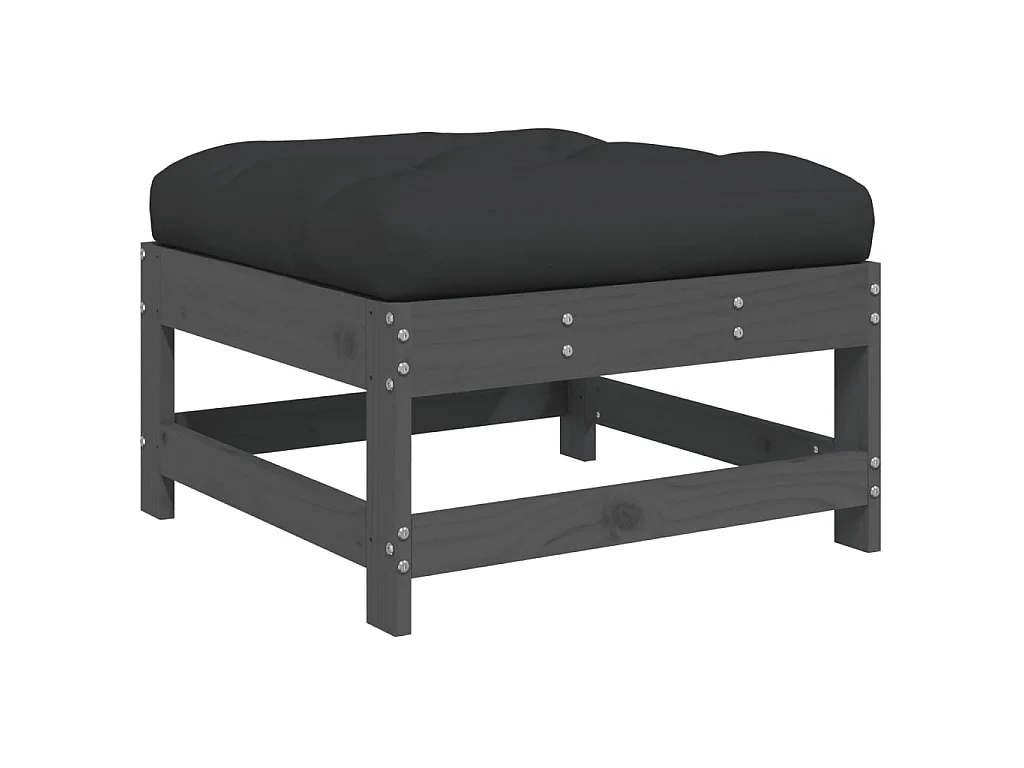 Apoio de pés p/ jardim c/ almofadão pinho maciço cinzento PT892911