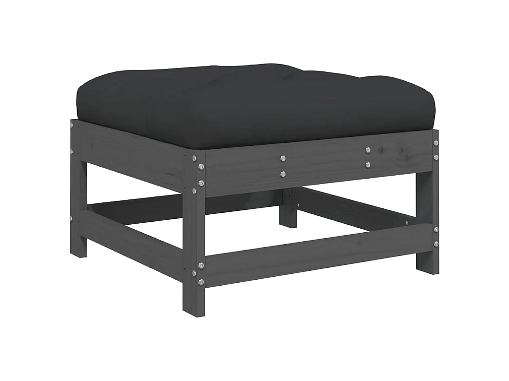 Tuinvoetenbank met kussen massief grenenhout grijs NL173596