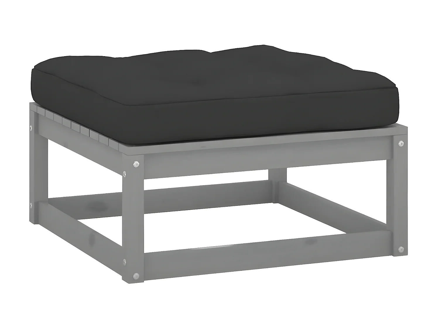 Repose-pied de jardin avec coussin Gris Bois de pin massif LQF53466