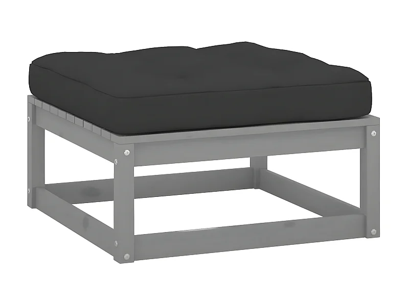 Reposapiéss de jardín con cojines madera maciza de pino gris ES42951