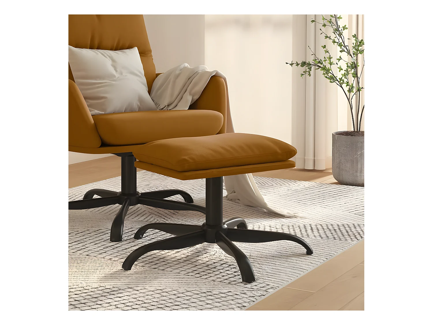 Repose-pied Marron 60x60x36 cm Velours LQF89792