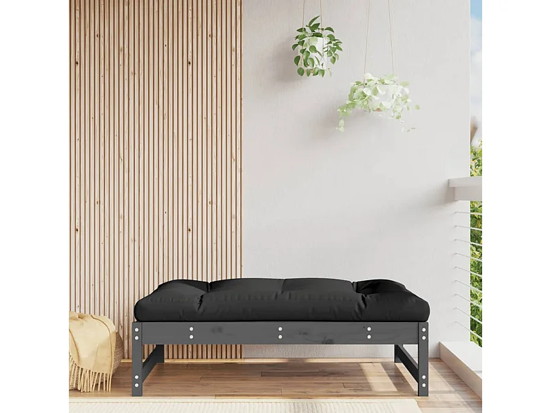 Reposapiés de jardín madera maciza de pino gris 120x80 cm ES66260