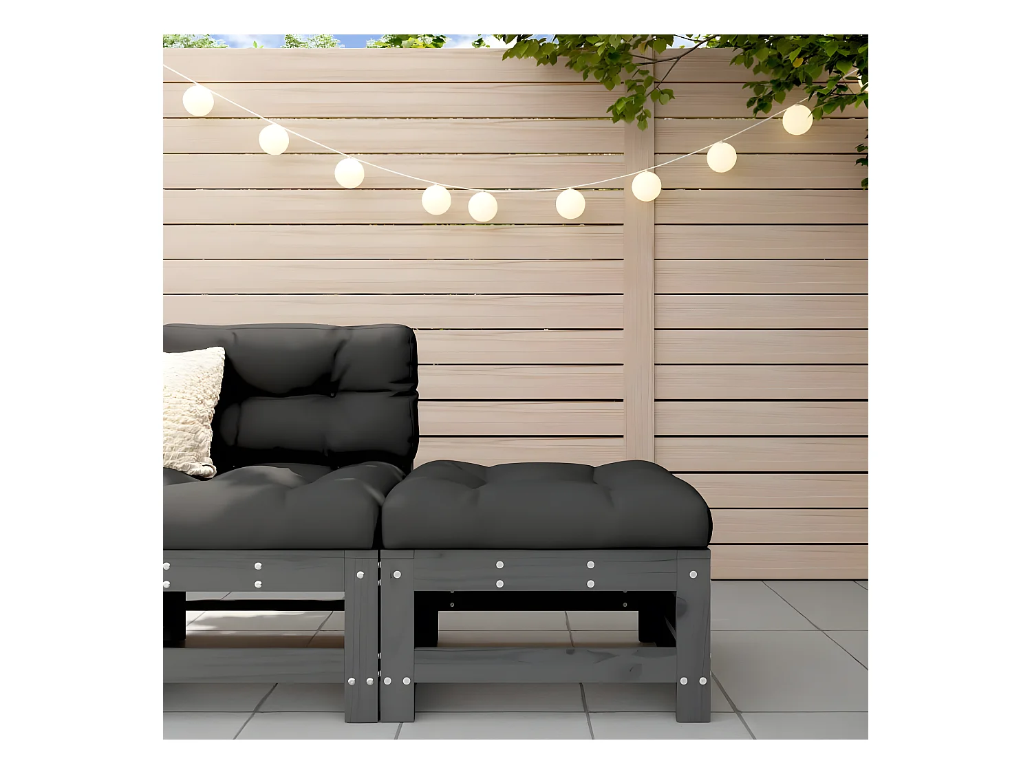 Canapé de jardin avec coussin gris bois de pin massif LQF74742