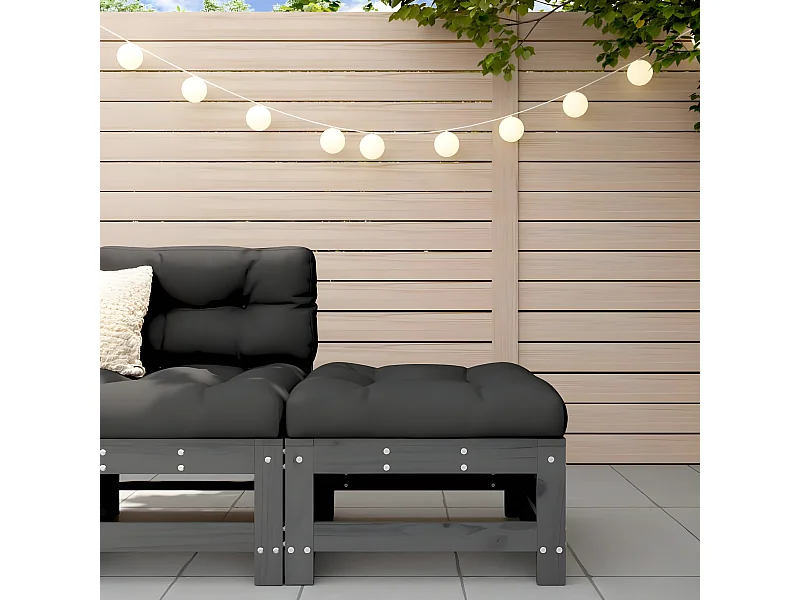 Canapé de jardin avec coussin gris bois de pin massif LQF74742