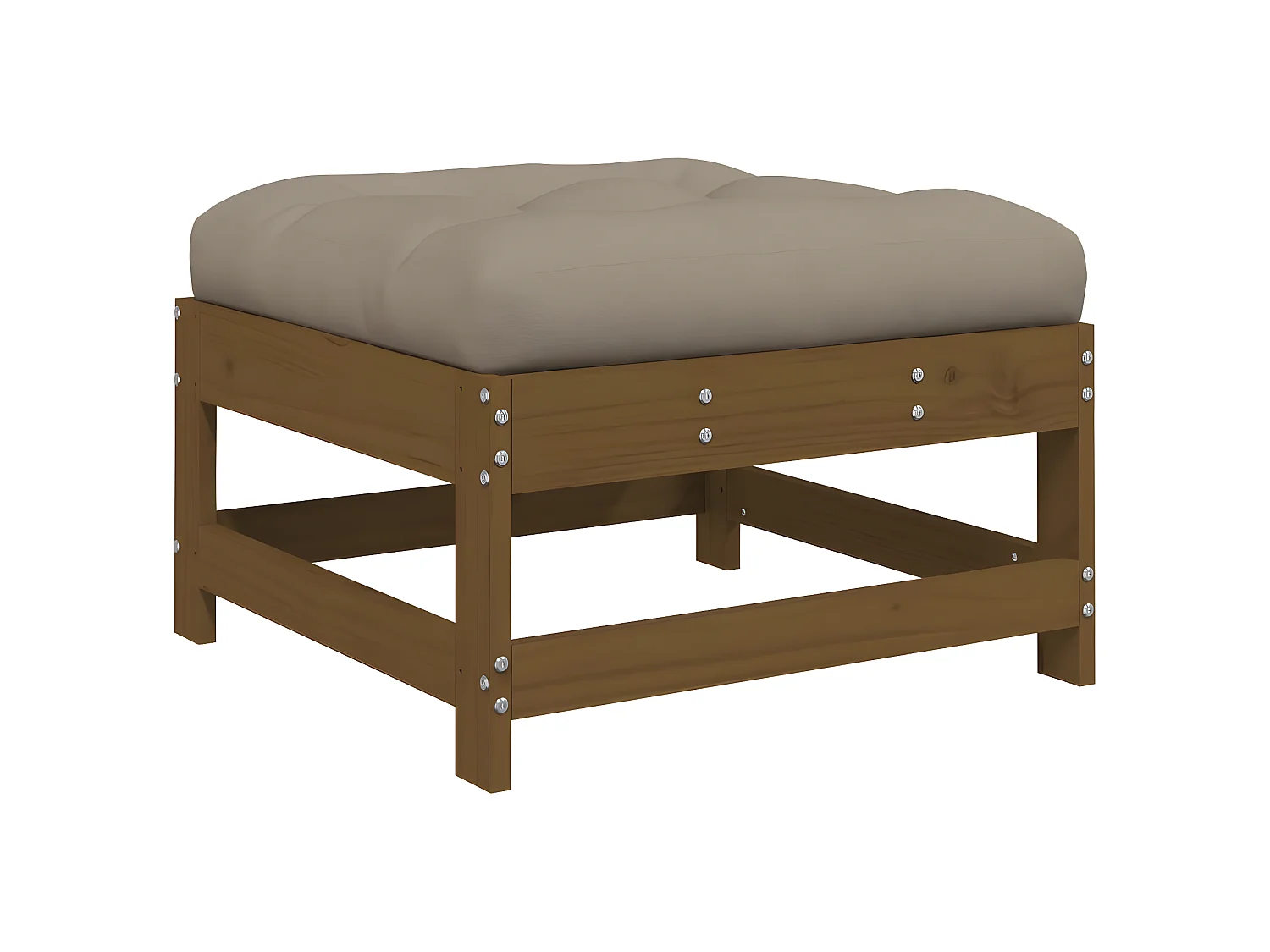 Reposapiés de jardín con cojín madera maciza de pino marrón miel ES99041