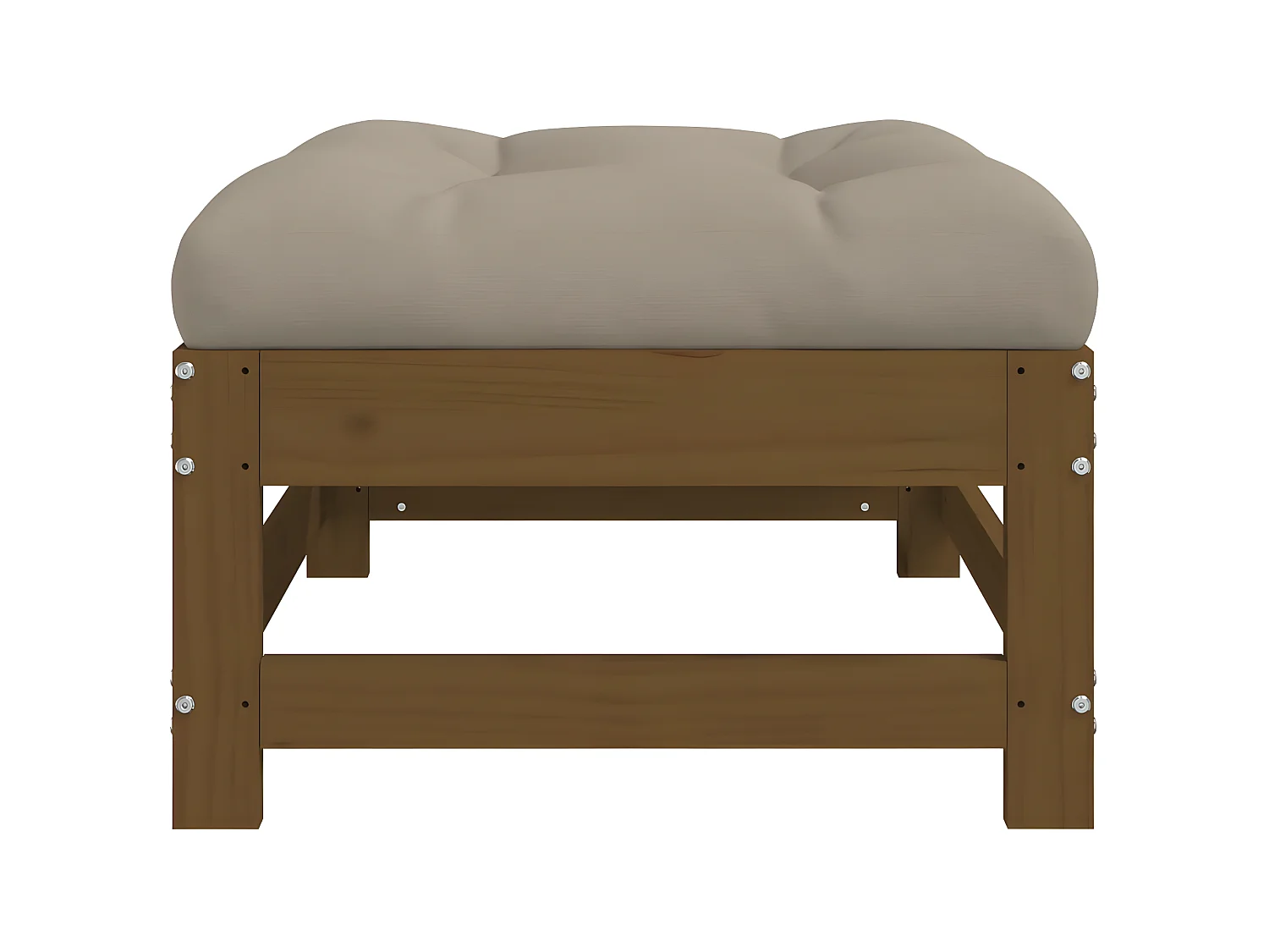 Reposapiés de jardín con cojín madera maciza de pino marrón miel ES99041