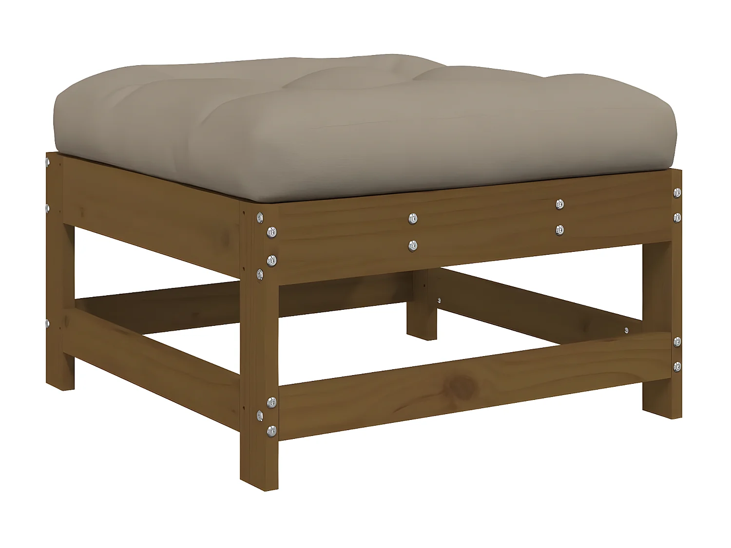 Reposapiés de jardín con cojín madera maciza de pino marrón miel ES99041