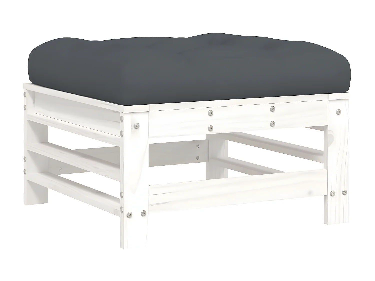 Repose-pieds de jardin coussins 2 pcs blanc bois de pin massif LQF91251