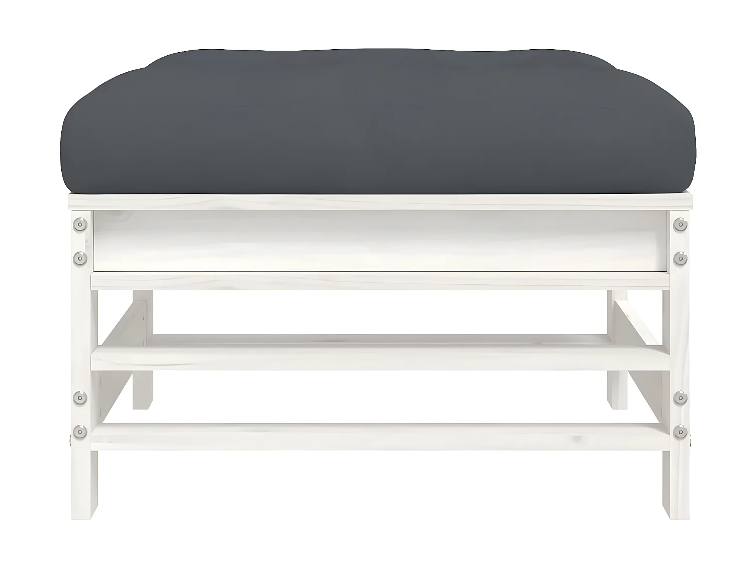 Repose-pieds de jardin coussins 2 pcs blanc bois de pin massif LQF91251