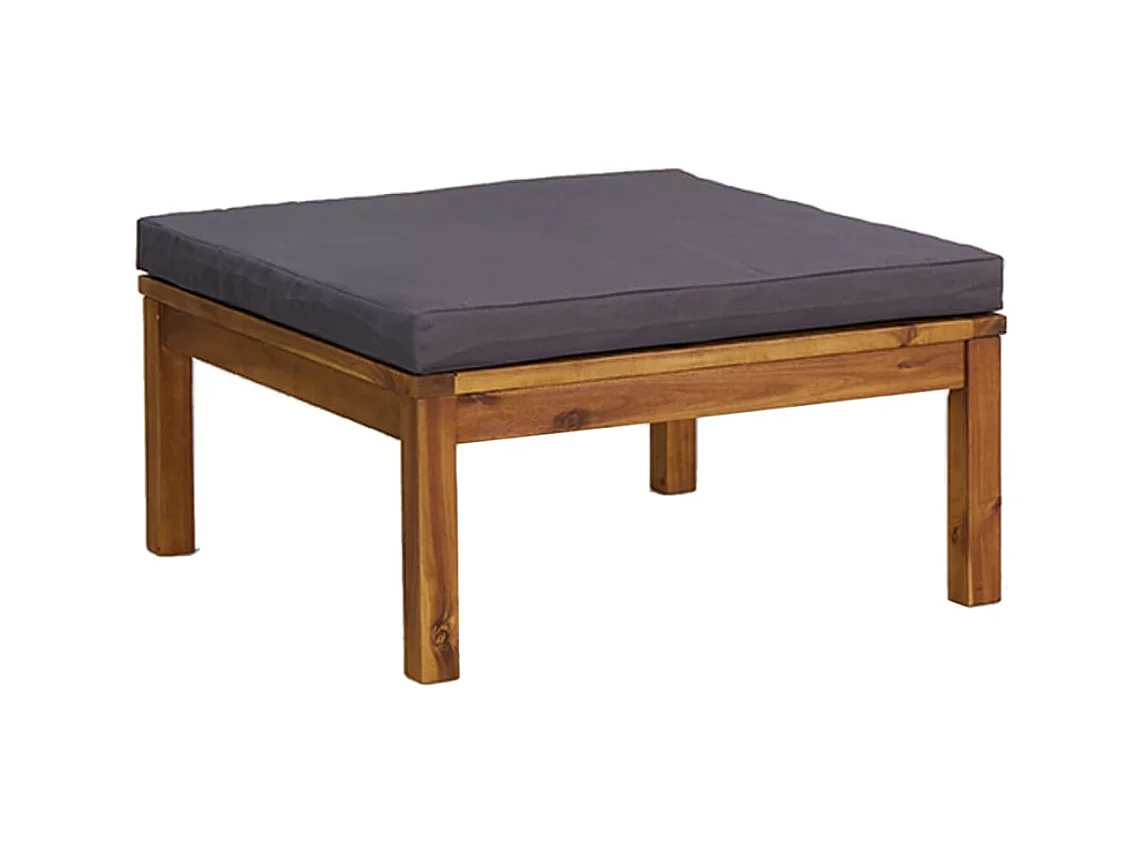 Repose-pied avec coussin gris foncé Bois d'acacia massif LQF85515