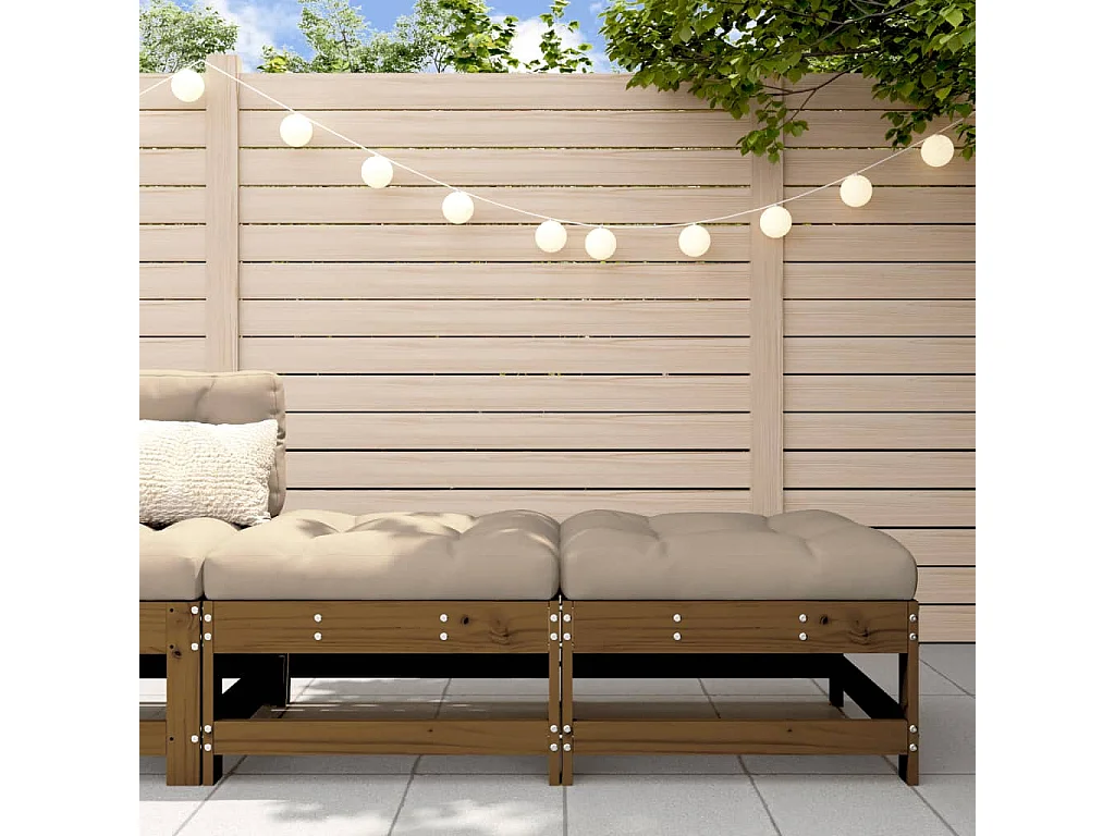 2 pcs Repose-pieds de jardin avec coussins marron miel LQF13490