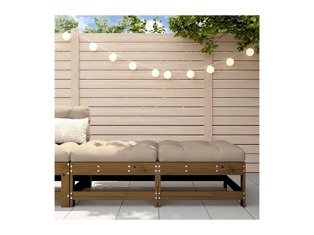 2 pcs Repose-pieds de jardin avec coussins marron miel LQF13490