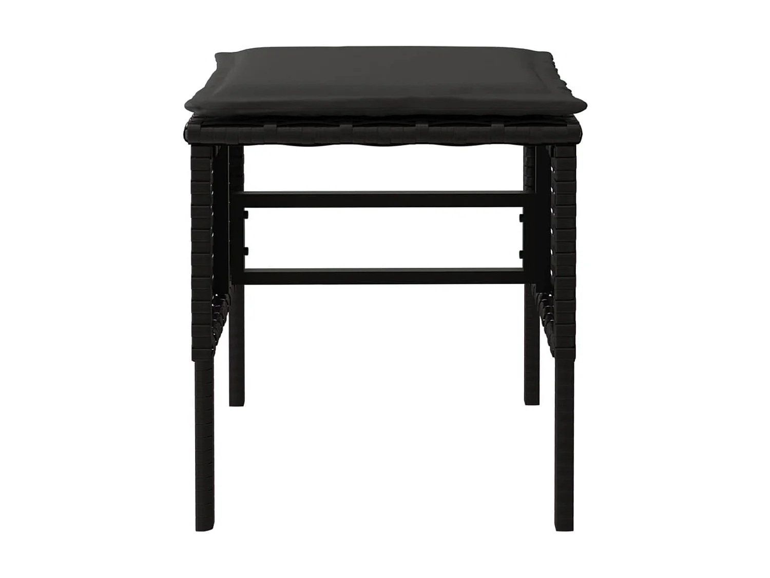 Apoios de pés para jardim com 4 almofadões vime PE preto PT179297