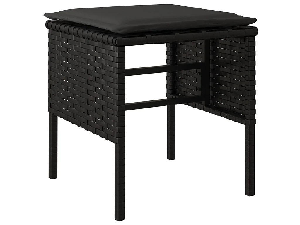Tuinvoetenbanken 4 st met kussens poly rattan zwart NL529264