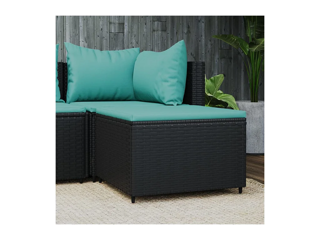 Canapé de jardin avec coussin noir résine tressée LQF59315