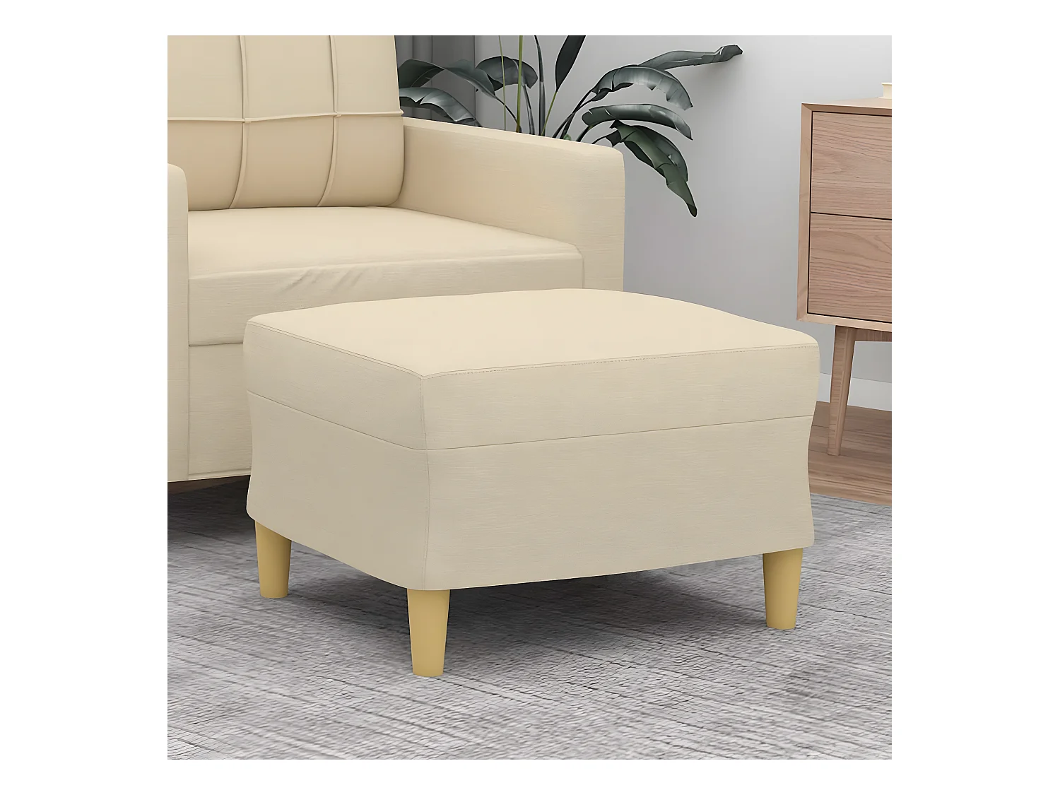 Repose-pied Crème 60x50x41 cm Tissu LQF44498