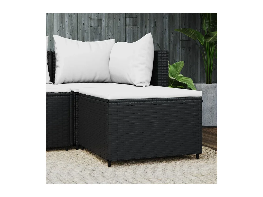 Canapé de jardin avec coussin noir résine tressée LQF69836