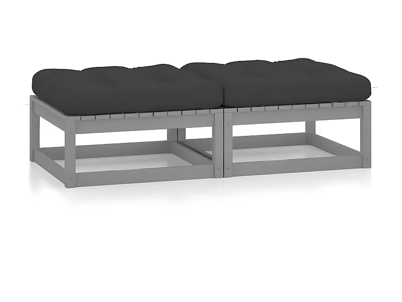 2 pcs Canapés de jardin avec coussins Bois de pin solide LQF73537