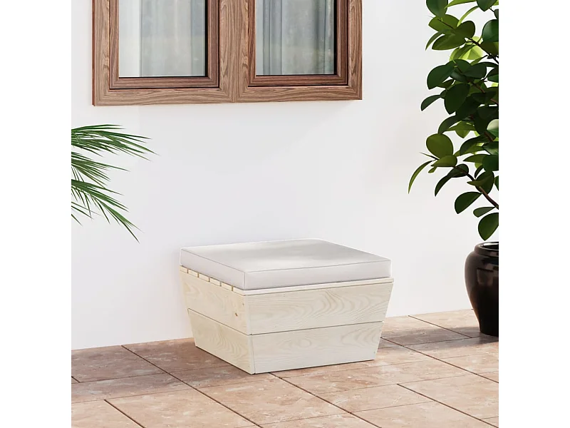 Otomano de paletes p/ jardim com almofadões abeto impregnado PT159712