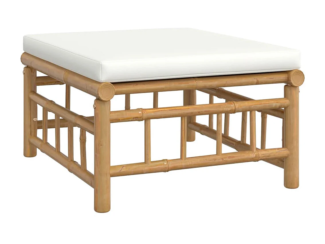 Canapés de jardin avec coussin blanc crème bambou LQF53871