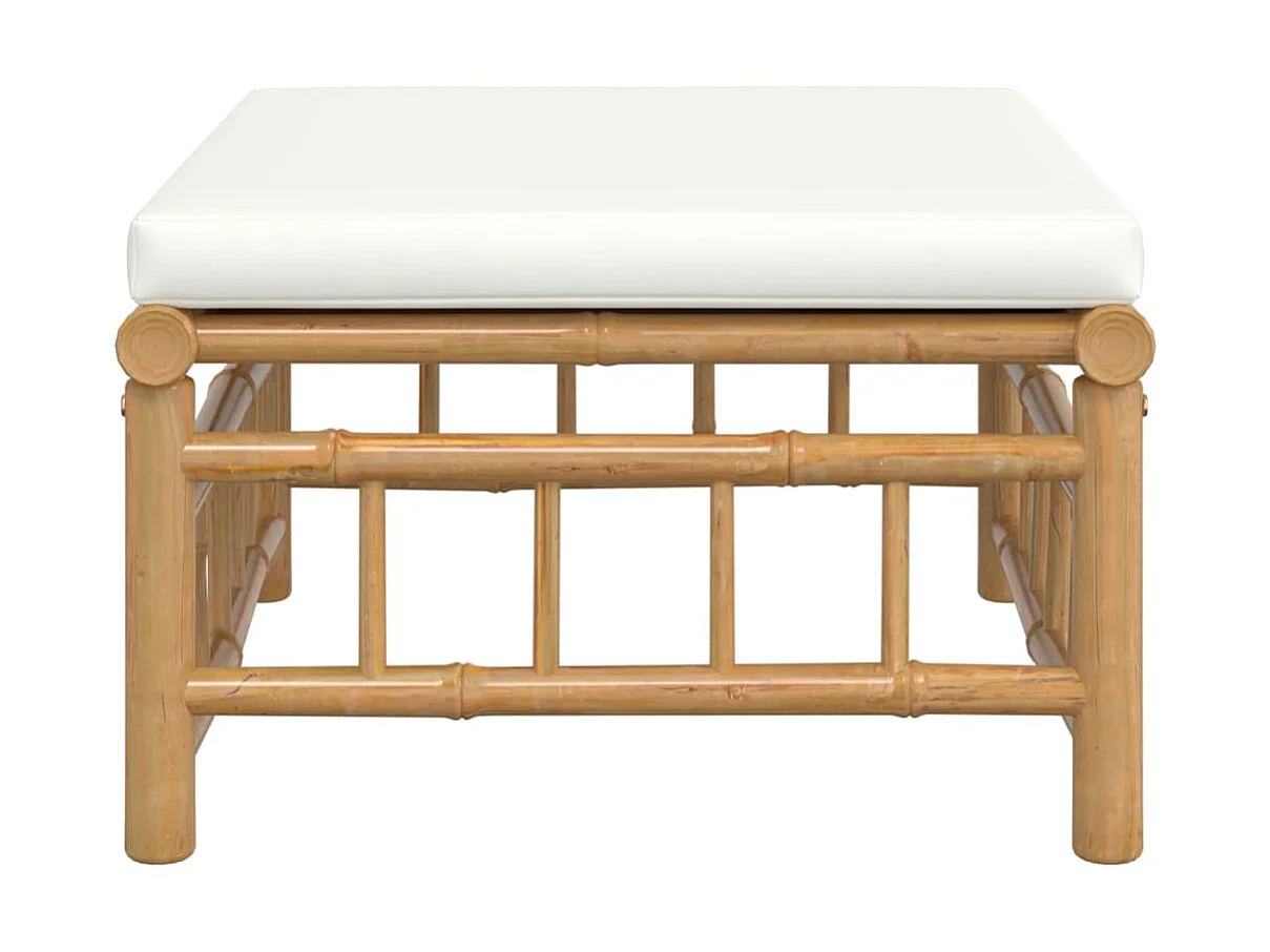 Canapés de jardin avec coussin blanc crème bambou LQF53871