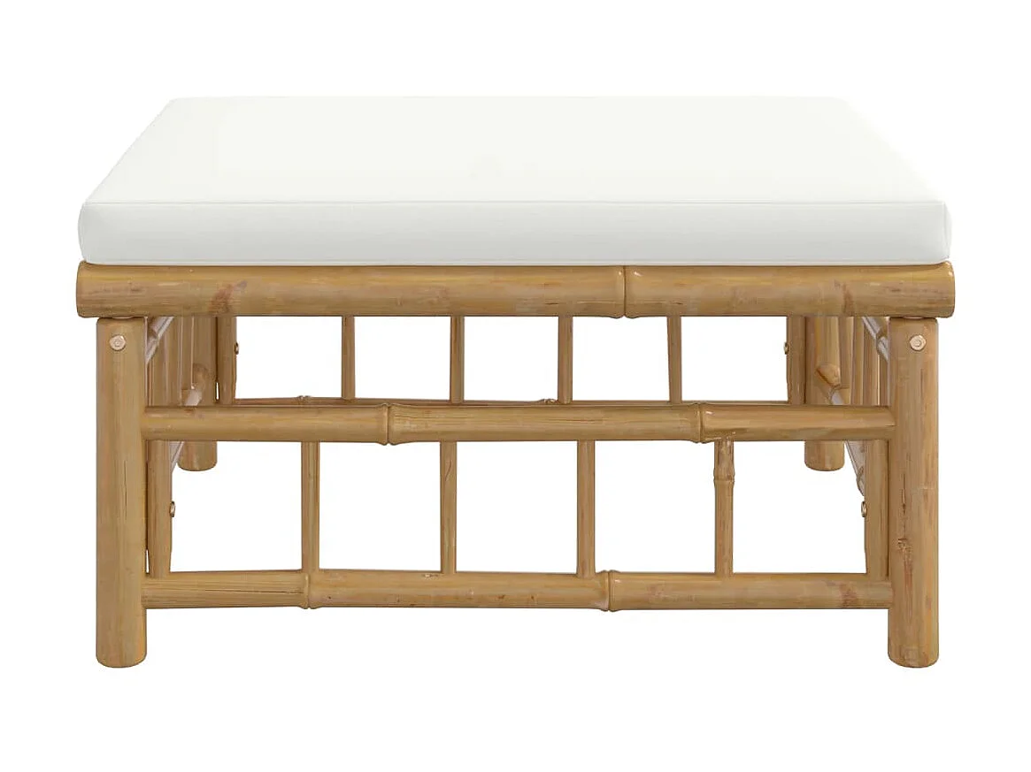 Sofá de jardín bambú con cojín blanco crema ES90151